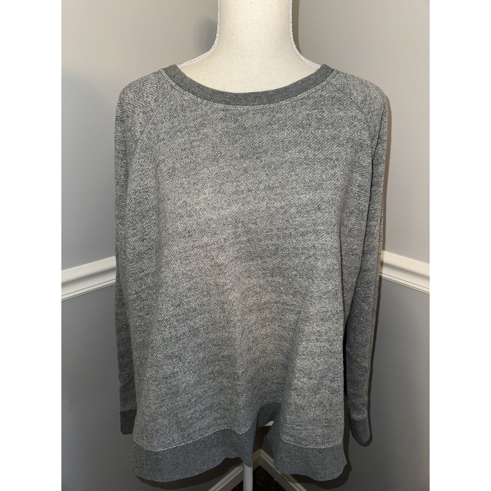 Old Navy Sweatshirt Womens Size XXL Sparkle Metallic Round Neck Boxy Cropped